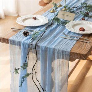 New Easter Table Runner Light Blue Cheesecloth Gauze Rustic Cheese Cloth Table